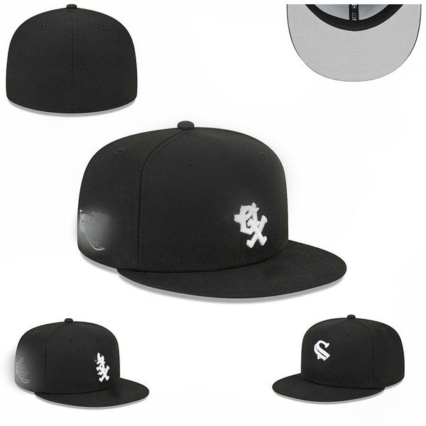 Bola Caps 2023 Chapéu Equipado Mens Designer Bonés de Beisebol Preto Cor Carta Hip Hop Chicago Esporte Full Closed Flat Cap Bordado Chapeau Stitch Heart Hustle Flores Novo