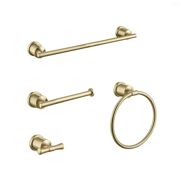 Set di accessori per il bagno 4 pezzi/set Hardware per il bagno nero Portasciugamani di lusso Anello per carta igienica Design con doppio gancio per accappatoio