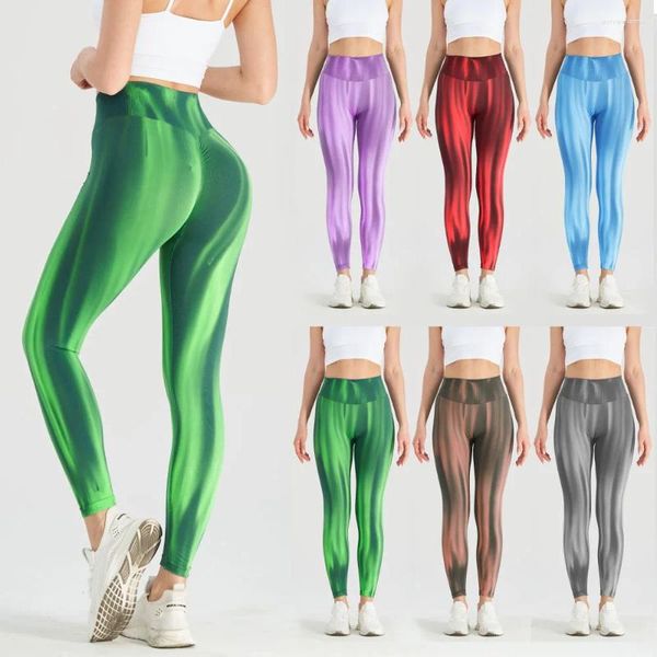 Aktive Hosen Sport Leggings Nahtlose Streifen Strumpfhosen Hohe Taille Push-Up Fitness Sportswear Frau Gym Trainingsanzug Yoga Kleidung