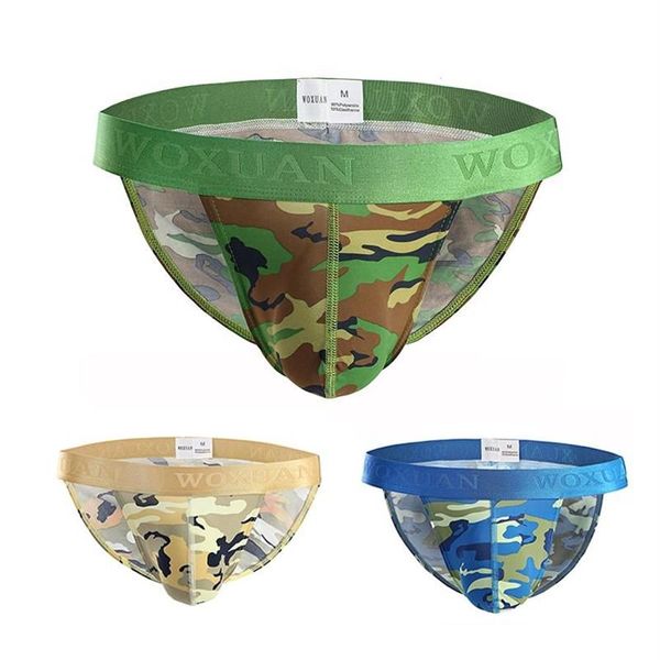 Mutande Intimo da uomo sexy Camouflage stampato Slip da uomo Mutandine Calzoncillos Hombre Slip Pene Pouch Gay245d