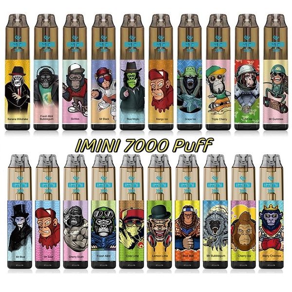 Großhandelspreis Imini 7000 Puffs RGB Leichte Einweg -Elektrozigarette Rauch Vape Stift 15ml Vorgefüllt 850 mAh Batterie für 7k Puff Tornado Box Packung