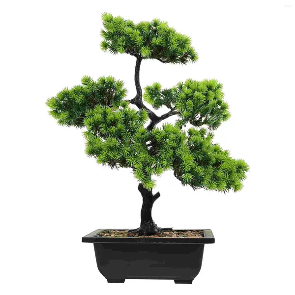 Flores decorativas simulação bem-vindo pinho plantas artificiais casa decoração de mesa vermelha falso verde simulado bonsai árvore vaso de flores