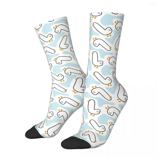 Herrensocken mit Bauernhoftieren, Enten, niedliche Cartoon-Merchandise, Crew, schweißabsorbierend, lustige Ente, Kawaii, hohe Qualität, Mitte bequem