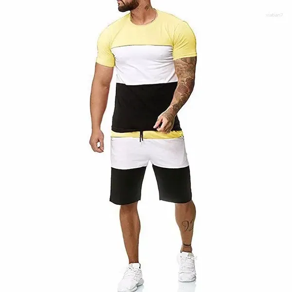 Homens Tracksuits 3D Impresso T-shirt Ternos Homens Roupas Ropa Hombre Color Block Gráfico Manga Curta 2 Pcs Roupas Vestuário Sports Designer