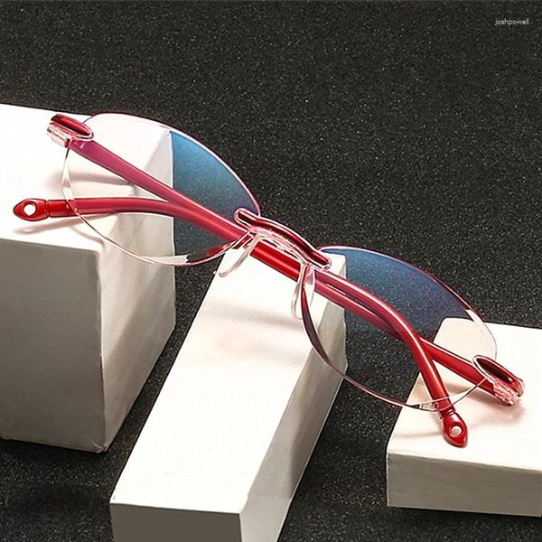 Sonnenbrille Randlose Lesebrille 1 Stück Klassisch Rot Anti-Blaulicht Presbyopie Männer Frauen Presbyopie 1,0 bis 3,5