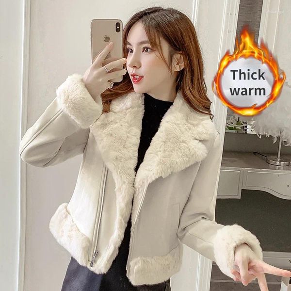 Pele feminina 2023 jaqueta forrada inverno falso casaco feminino fofo pelúcia ry teddy casaco feminino frio casaco topos