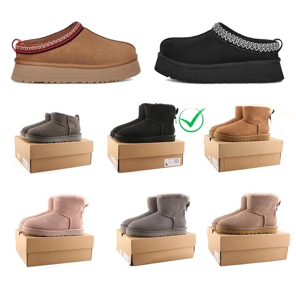 Designer inverno uge neve bota alta corte plataforma tasman cali onda esporte homens mulheres slides australiano mini bota pele slides bota de inverno 35-44