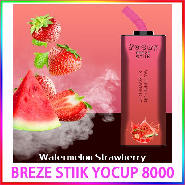 Аутентичные одноразовые электронные сигареты BREZE STIIK yocup 8000, ручка для вейпа, 17 мл, предварительно заполненный картридж с сетчатой катушкой, 400 мАч, перезаряжаемый аккумулятор, испаритель crazvapes