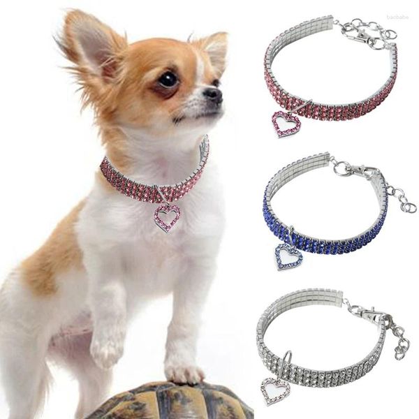 Collari per cani Collare di cristallo scintillante Collana di diamanti per cuccioli di animali domestici lucida con strass completi per forniture per cani di piccola taglia