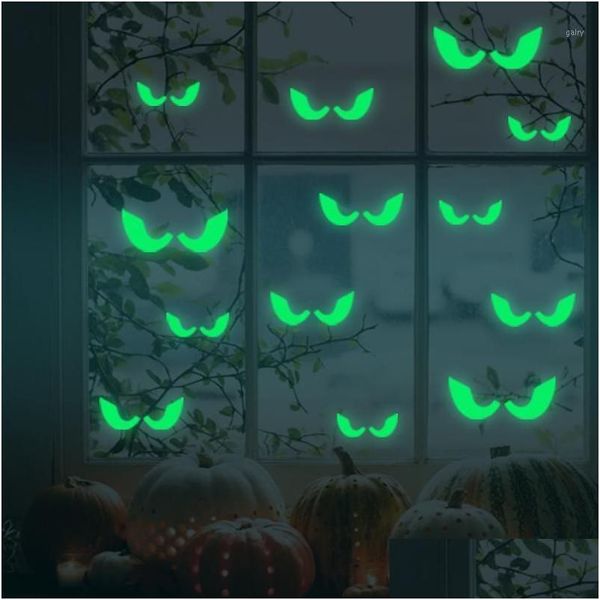 Adesivos de parede Adesivos de parede 2022 Brilhando nos olhos escuros Adesivo de vidro Festa Festival Halloween Decoração Decalques Luminous Home Ornam Dhh8l