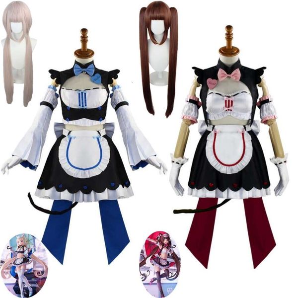 Cosplay anime jogo nekopara nekomimi paraíso chocolate baunilha cosplay traje peruca gato uniforme de corrida sexy mulher lolita halloween terno