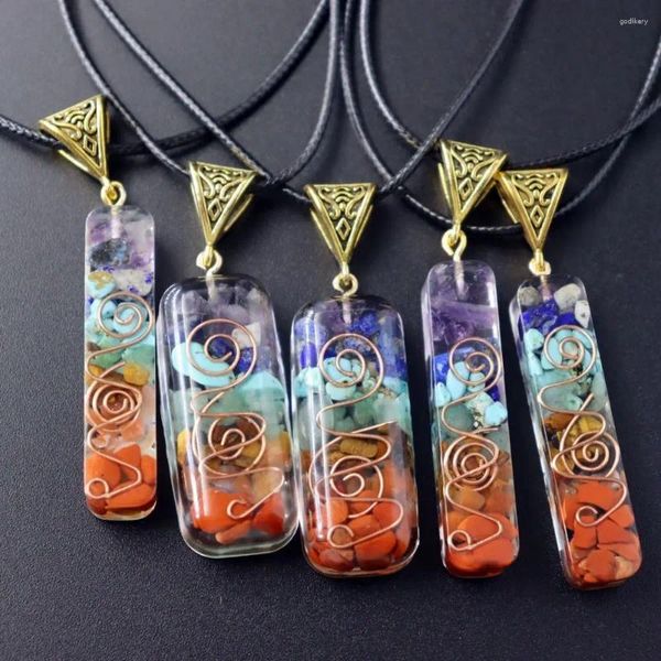 Anhänger Halsketten 7 Chakra Orgonit Reiki Pendel Halskette Amulett Heilkristall Energie Sechseck Pyramide