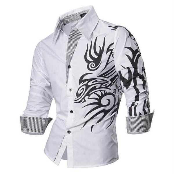 Джинсовые мужские модные платья, повседневные рубашки на пуговицах с длинным рукавом, приталенные дизайнерские Z001 White2 X06113178