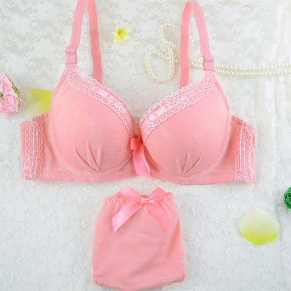 Meninas bonitos conjuntos de sutiãs sexy japonês estudante adorável conjunto sutiã lingerie ajustável rendas bordado push up moda feminina sutiã 185g