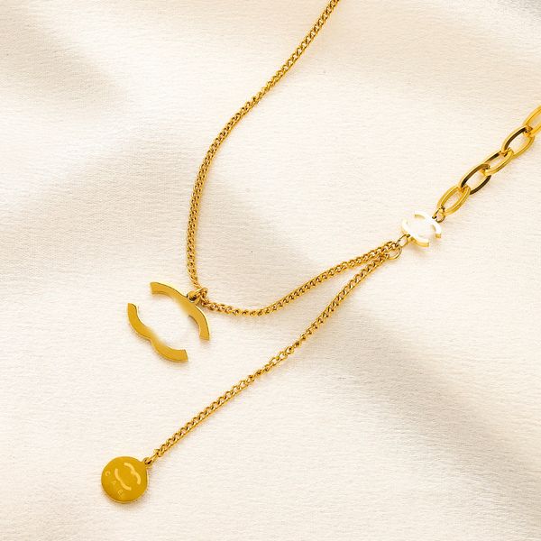 Дизайнер брендов ожерелья колье знаменитые женщины никогда не выцветают алмазные золото с двумя буквами колючки