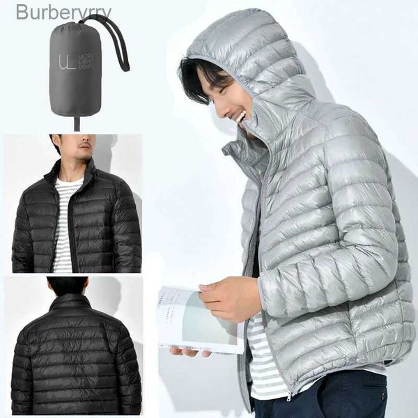 Parkas masculinas de inverno slim down jaqueta elegante quente dobrável à prova d'água à prova de vento respirável casacos plus size jaqueta masculina com capuzL231014