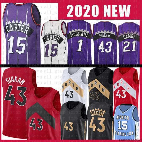 S Trikots Pascal Siakam Vince Carter Basketballtrikot 45 15 Tracy Mcgrady Marcus Camby Mesh Herrenhemden ERWACHSENE JUGEND KINDER