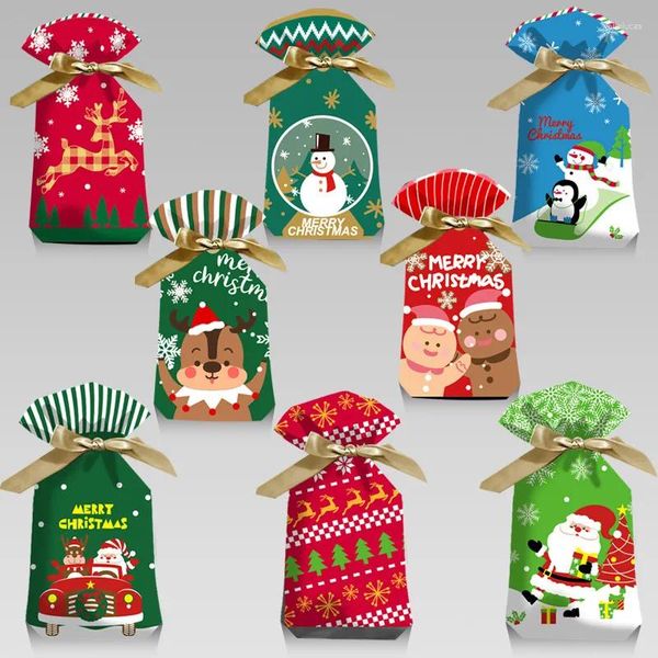 Envoltório de presentes 5/10 / 20pcs Saco de drageia de doces de Natal Papai Noel Caixa de embalagem de chocolate Navidad 2023 Ano 2024 Fontes de decoração de festa