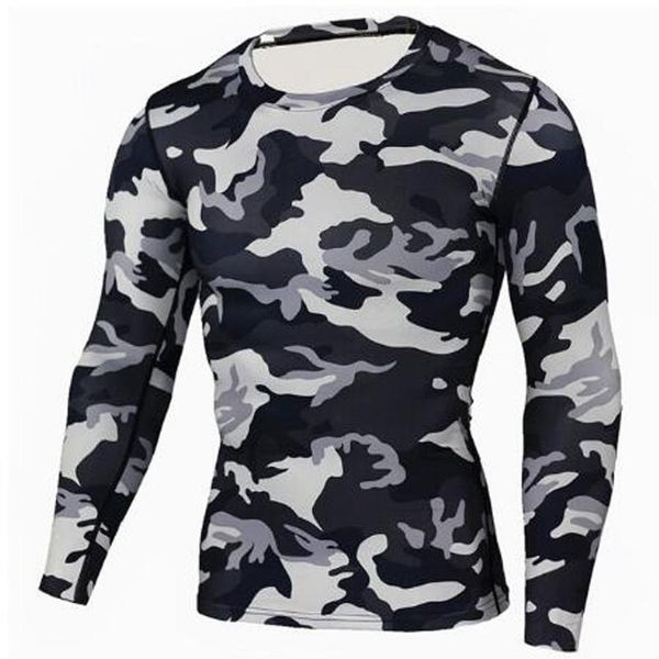 New Camouflage Military T Shirt Bodybuilding Collant Fitness Uomo Quick Dry Camo Manica lunga T-shirt Crossfit Compression Shirt2510