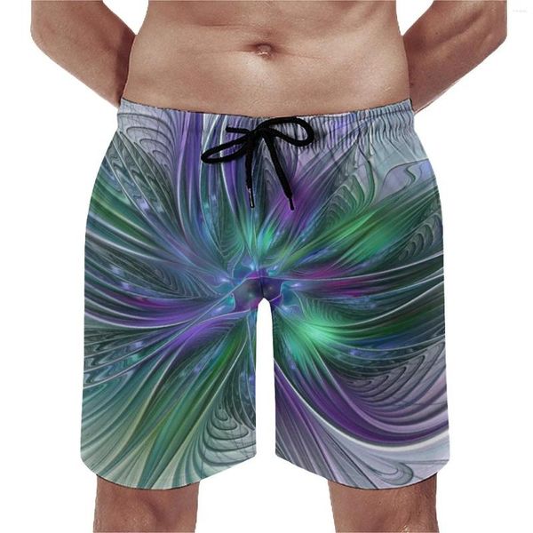 Мужские шорты с цветочным принтом, летние фиолетовые, зеленые, цветочные ретро пляжные мужские шорты для бега, серфинга, быстросохнущие дизайнерские плавки