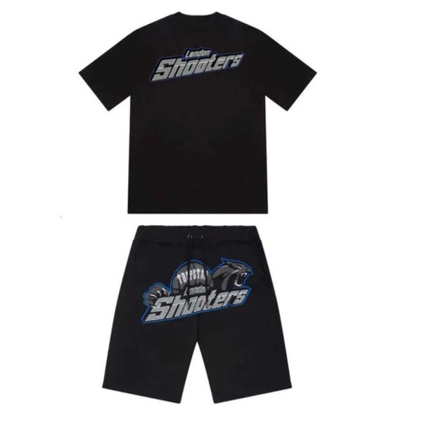Мужские футболки, хлопковая одежда, короткий комплект, летние мужские Trapstar Londonr Shooters, женский спортивный костюм с вышивкой на нижней части, одежда Motion Design 2023
