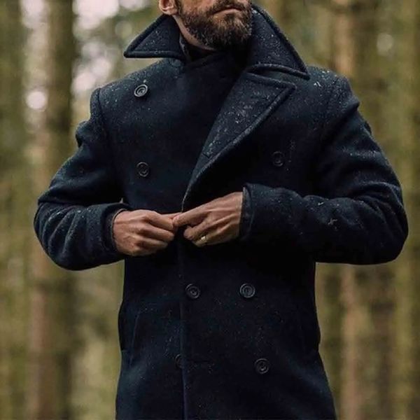 Herren Wolle Mischungen 2023 Herrenkleidung Britisch mittelgroße Langarm Wollmantel Herbst und Winter Trench Männer Jacke Cape Cloak 231013