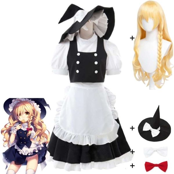 Cosplay Spiel Kirisame Marisa Touhou Projectproject Shrine Maiden Cosplay Kostüm Perücke Anime Gensokyo Magier Maid Uniform Halloween Set