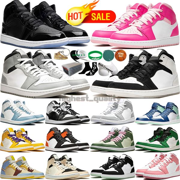 Mit Box Mid Basketballschuhe für Männer Frauen Space Jam Light Smoke Grey Fog Wolf Aluminium Diamond Fierce Pink Quartz Dutch Green Herren Damen Trainer Sport Sneakers