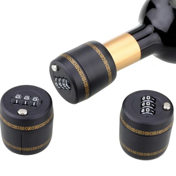 Código de bloqueio garrafa vinho tampa barra ferramentas combinação bloqueio vinhos rolha vácuo plug dispositivo preservação ll