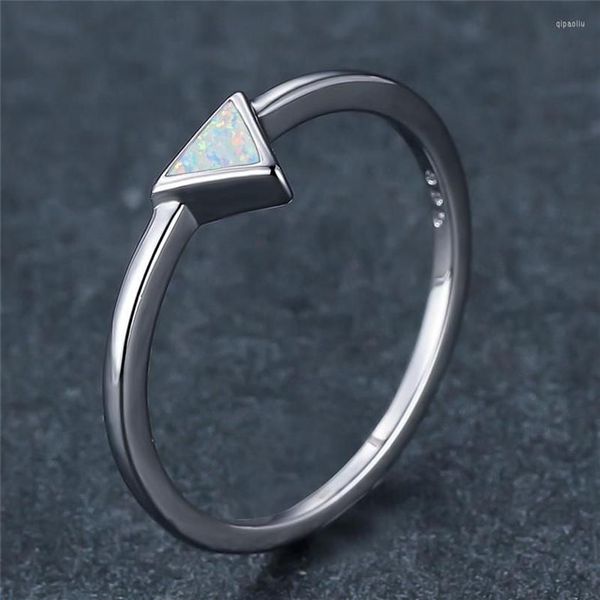 Cluster Ringe Trendy Gold Silber Farbe Ehering Weiß Blau Opal Verlobung Dünne Minimalistische Dreieck Kleiner Stein Für Frauen Part240U