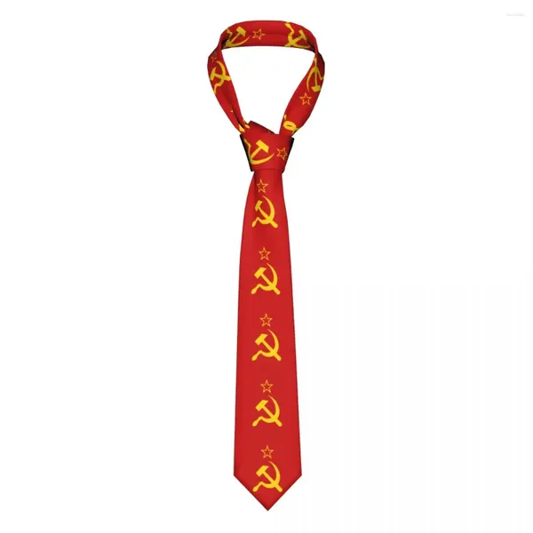 Fliege UdSSR Hammer und Sichel CCCP Russische Sowjetflagge Krawatten Seide 8 cm breiter Hals für Herrenanzüge Accessoires Krawatte Büro