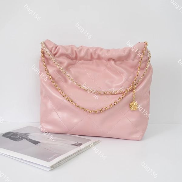 Channel 10A Hobo-Taschen aus weichem Schaffell Designer-Kettenmünze Shopping Medium 22 Tasche glattes Leder Unterarmtasche Gold-Silber-Ketten-Logo-Tragetaschen Umhängetaschen