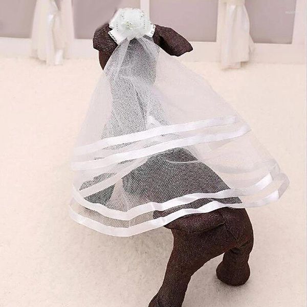 Cão vestuário nupcial fornecedor de animais de estimação bonito filhote de cachorro gato casamento headdress véu headwear grampos de cabelo acessórios de preparação