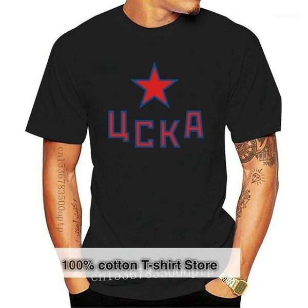 Herren T-Shirts HC CSKA Moskau KHL Russisches Profi-Hockey Grau T-Shirt Russland T-Shirt Erwachsene Casual Tshirt254E