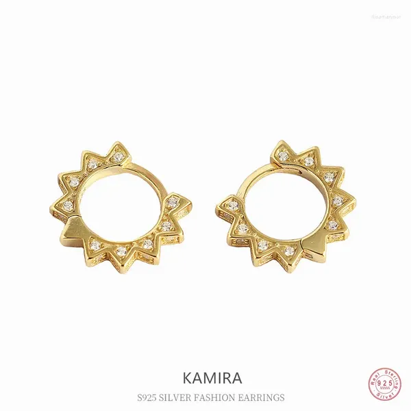 Pendientes de aro KAMIRA de Plata de Ley 925 Rock Punk Zircon abrazo para mujer, Piercing Vintage, joyería exquisita para fiesta de verano