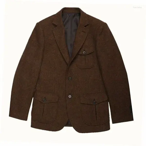 Мужские костюмы 2023, осенне-зимний модный деловой костюм, куртки, мужской однотонный пиджак, мужские однобортные повседневные пальто I432