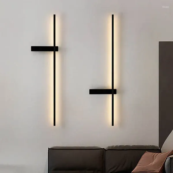 Lampada da parete Visualizza immagine ingrandita Condividi Soggiorno Sfondo Camera da letto Comodino Moderna semplice striscia LED decorativa