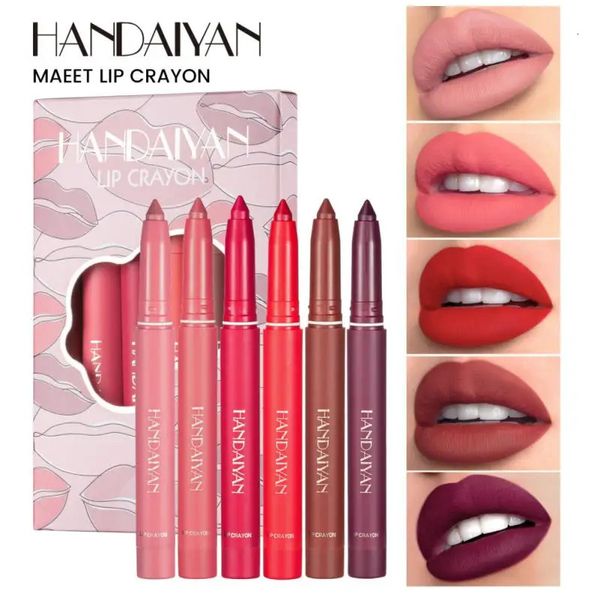 Lápis labiais 6 pc / set Lip Liner Set Matte Batom Veludo À Prova D 'Água Sexy Vermelho Marrom Batom Caneta Maquiagem Longa Duração Kit Batom Profissional 231013