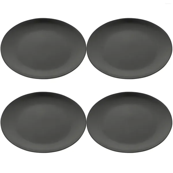 Serviessets 4-delig Zwart Melamine Bord Schotel Party Ronde Platte Bodem Grillen Kaas Diner Plastic Serveerschaal Salade Headset