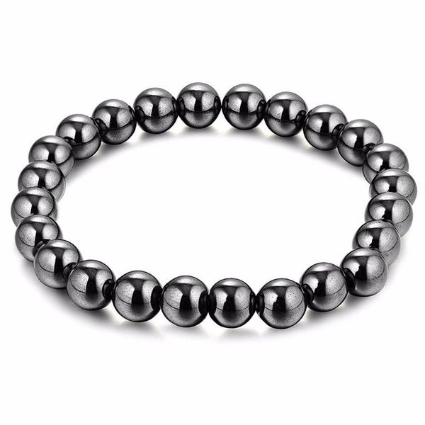 Schwarzes Hämatit-8-mm-Kugelperlen-Magnettherapie-Armband, Magnetstein-Armband, lindert Arthritis, Kopfschmerzen, Stressabbau, Schmuck271v