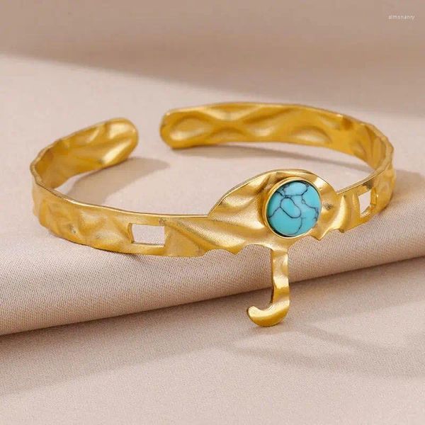 Pulseira de aço inoxidável pulseira para mulheres banhado a ouro natural opala casal casamento jóias de natal pulseras bijoux