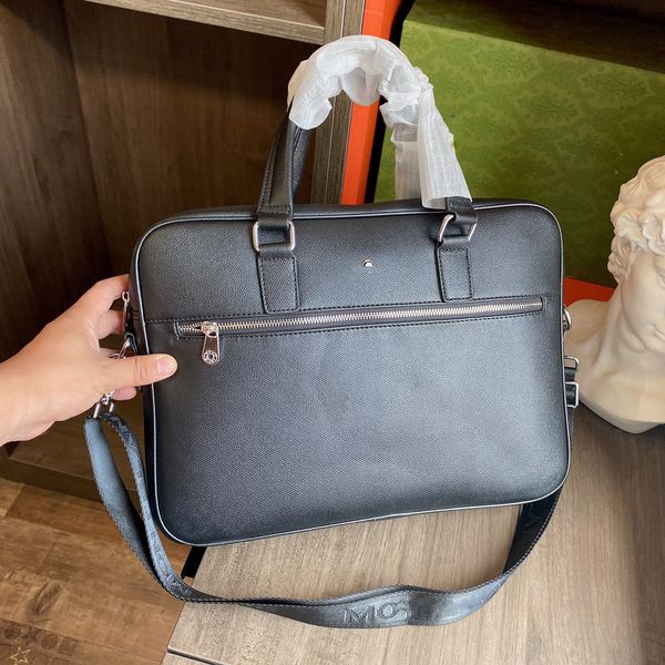 Aktentasche Designer-Tasche Luxus-Laptoptasche Einfarbiges Buchstaben-Metall-Design Große Kapazität Leder-Aktentasche Business-Männertasche kommerzielle Tasche Staubbeutel sehr gut