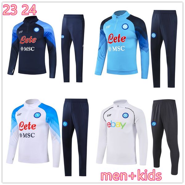 2023 2024 Napoli Half Pull Tracksuit Homens Kit de Futebol 23 24 SSC Nápoles AE7 D10S Treinamento Terno Wear Formação Tuta Chandal Squitude Jogging Uniform Survetement