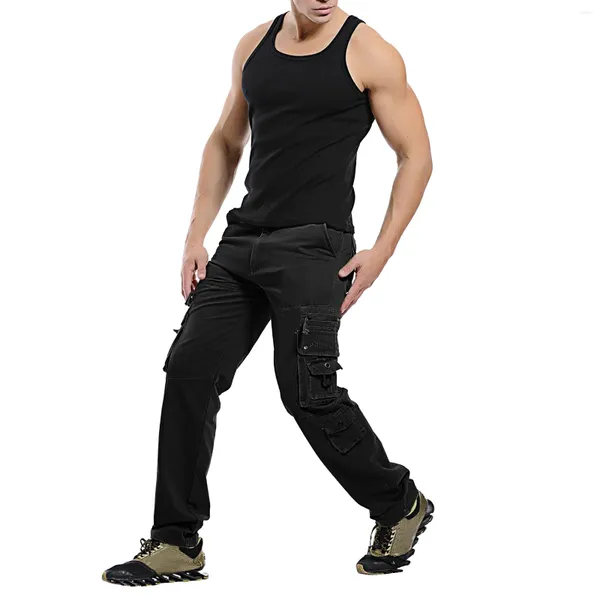 Pantaloni da uomo 2023 Cargo Tattico Multi-Tasche Tuta da Combattimento Maschile Cotone Pantaloni Larghi Pantaloni Esercito Militare Lavoro Dritto