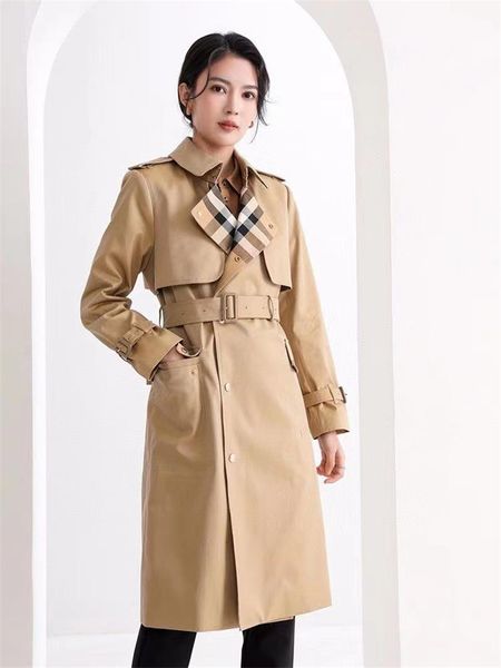 Primavera 2023 nova feminina duplo breasted clássico estilo britânico impermeável comprimento médio, commuter luz luxo trench