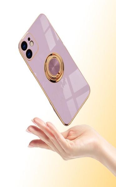 Custodie per iPhone morbide di caramelle quadrate per iPhone 11 12 13 Pro Max XS X XR 7 8 Plus SE mini anello di supporto Custodia antiurto in silicone Cover3188783
