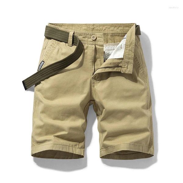 Herren Shorts Sommer Männer Baumwolle Cargo Atmungsaktive Kleidung Lässige Breeche Bermuda Strand Jogger Männlich Knielang Outdoor Khaki