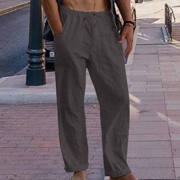 Pantaloni da uomo Pantaloni da Yoga con coulisse allentati in cotone e lino casual estivi da uomo Abbigliamento da uomo Pantalones De Hombre Abbigliamento streetwear