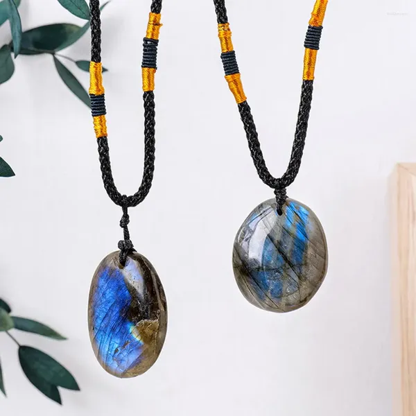 Collane con ciondolo Labradorite irregolare naturale Pietra energetica casuale Donna Uomo Quarzo grezzo Regali gioielli fortunati Pietra di luna