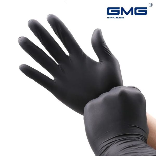 Fünf-Finger-Handschuhe aus lebensmittelechtem Nitril, wasserdicht, für die Küche, dicker, schwarze Handschuhe, puder- und latexfrei, Einweg-Handschuhe, 231013